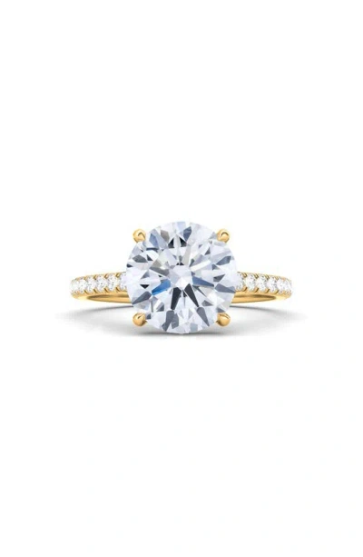 Hautecarat 18k White Gold Round Cut Lab Created Diamond Engagement Ring