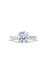 Hautecarat 18k White Gold Round Cut Lab Created Diamond Engagement Ring In 18k White Gold