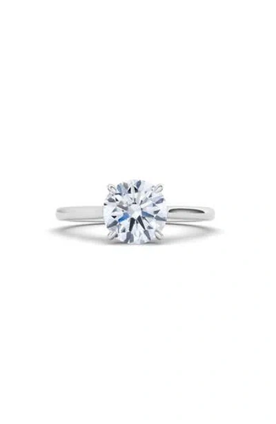 Hautecarat 18k White Gold Round Cut Lab Created Diamond Engagement Ring