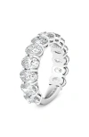 Hautecarat 3/4 Oval Cut Lab Created Diamond Eternity Ring In White Gold