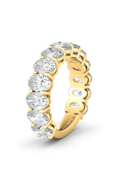 Hautecarat 3/4 Oval Cut Lab Created Diamond Eternity Ring In Yellow Gold