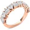 Hautecarat Alternating Hearts Lab Created Diamond Half Eternity Ring In Rose Gold