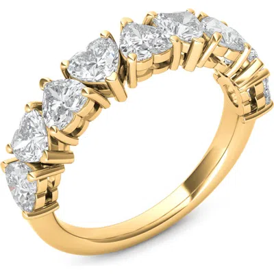 Hautecarat Alternating Hearts Lab Created Diamond Half Eternity Ring In Yellow Gold