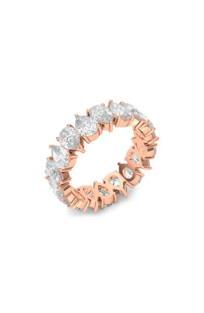 Hautecarat Alternating Pear Lab Created Diamond Eternity Ring In Rose Gold