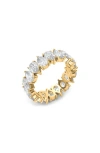 Hautecarat Alternating Pear Lab Created Diamond Eternity Ring In Yellow Gold