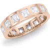 Hautecarat Asscher Cut Lab Created Diamond In The Band Ring In Rose Gold