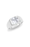Hautecarat Asscher Cut Lab Created Diamond Signet Ring In 2.50 Ctw 18k White Gold