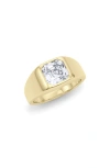 Hautecarat Asscher Cut Lab Created Diamond Signet Ring In Yellow Gold