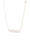 Hautecarat Baguette Lab-created Diamond Bar Pendant Necklace In 18k Rose Gold