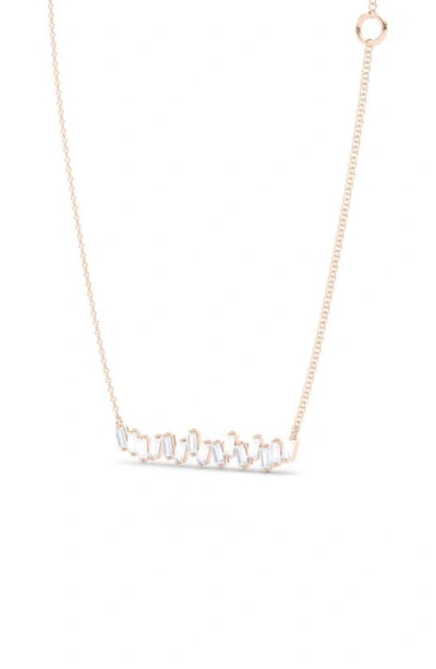 Hautecarat Baguette Lab-created Diamond Bar Pendant Necklace In 18k Rose Gold