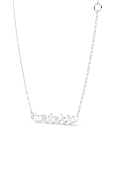 Hautecarat Baguette Lab-created Diamond Bar Pendant Necklace In 18k White Gold