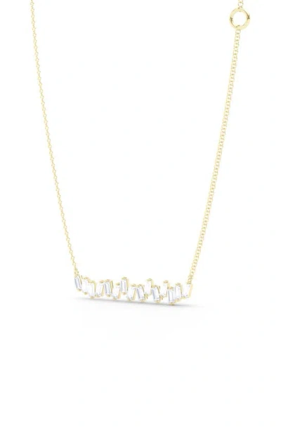 Hautecarat Baguette Lab-created Diamond Bar Pendant Necklace In 18k Yellow Gold