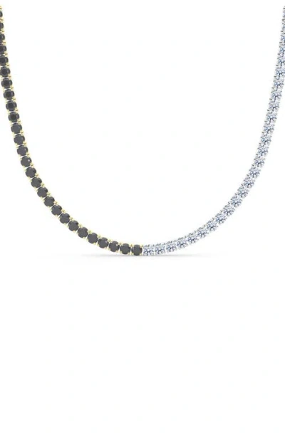 Hautecarat Black & White Lab Grown Diamond Necklace In Silver