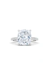 Hautecarat Cushion & Pavé Lab Created Diamond 18k Gold Ring In 18k White Gold