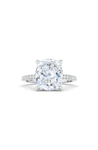 Hautecarat Cushion & Pavé Lab Created Diamond 18k Gold Ring In 18k White Gold