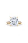 Hautecarat Cushion & Pavé Lab Created Diamond 18k Gold Ring In 18k Yellow Gold