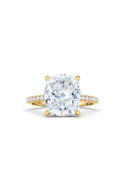 Hautecarat Everyday By  Cushion & Pavé Lab Created Diamond 18k Gold Ring In 18k Yellow Gold