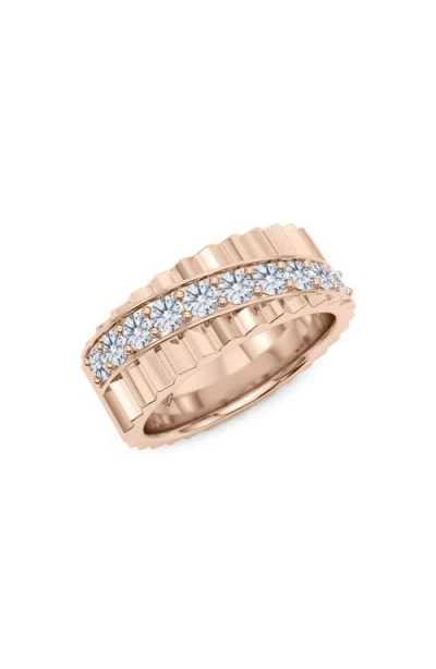 Hautecarat Diagonal Fluted Lab Grown Diamond Ring In Gold