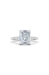 Hautecarat Everyday By  Emerald Cut & Pavé Lab Created Diamond 18k Gold Ring In 18k White Gold
