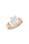 Hautecarat Emerald Cut Cigar Lab Created Diamond Ring In 2.00ctw 18k Rose Gold