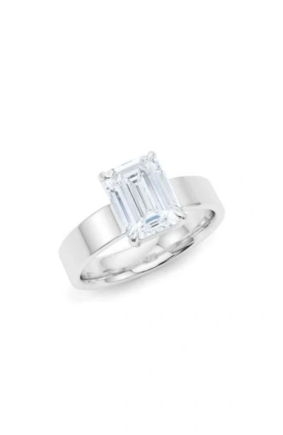 Hautecarat Emerald Cut Cigar Lab Created Diamond Ring In 2.00ctw 18k White Gold