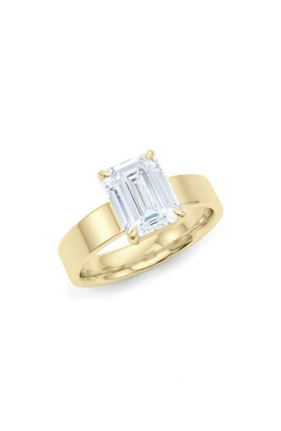 Hautecarat Emerald Cut Cigar Lab Created Diamond Ring In 2.00ctw 18k Yellow Gold