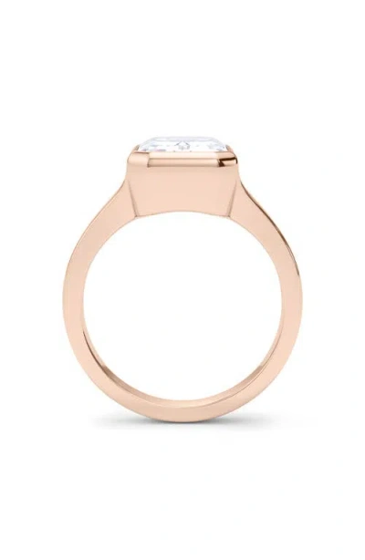 Hautecarat Emerald Cut Cigar Lab Created Diamond Ring In 4.00ctw 18k Rose Gold