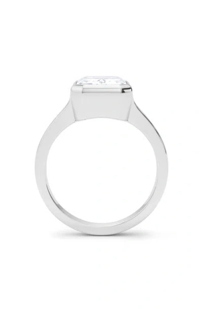 Hautecarat Emerald Cut Cigar Lab Created Diamond Ring In 4.00ctw 18k White Gold