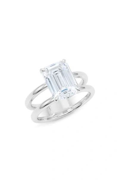 HAUTECARAT HAUTECARAT EMERALD CUT DOUBLE BAND LAB CREATED DIAMOND RING