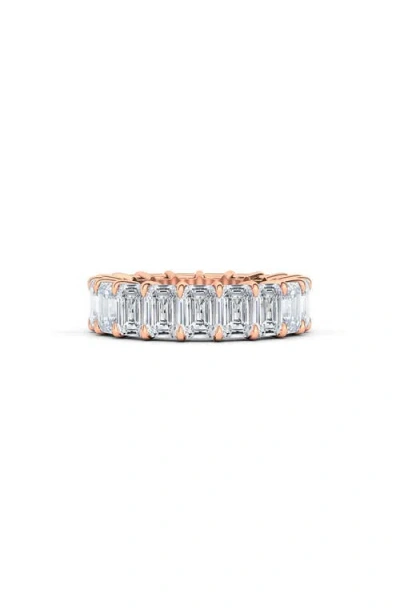 Hautecarat Emerald Cut Lab Created Diamond 18k Gold Eternity Band In Rose Gold