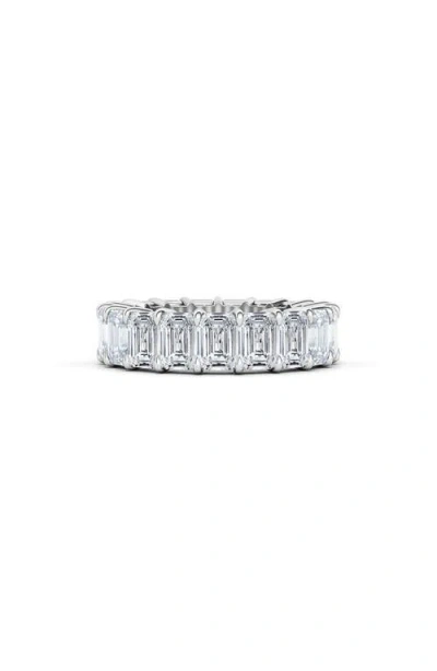 Hautecarat Emerald Cut Lab Created Diamond 18k Gold Eternity Band In White