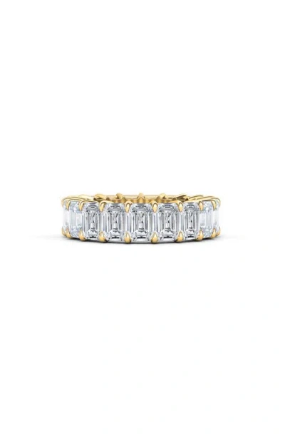 Hautecarat Emerald Cut Lab Created Diamond 18k Gold Eternity Band In Yellow Gold