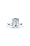 Hautecarat Emerald Cut Lab Created Diamond 18k Gold Ring In 18k White Gold