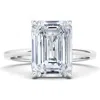 Hautecarat Emerald Cut Lab Created Diamond 18k Gold Ring In 18k White Gold