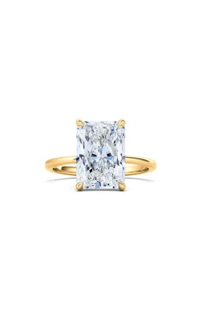 Hautecarat Emerald Cut Lab Created Diamond 18k Gold Ring In 18k Yellow Gold