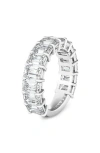 Hautecarat Emerald Cut Lab Created Diamond Eternity Ring In White Gold