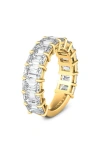 Hautecarat Emerald Cut Lab Created Diamond Eternity Ring In Yellow Gold
