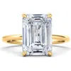 Hautecarat Emerald Cut Lab Created Diamond Ring In 2.50 Ctw 18k Yellow Gold