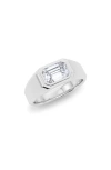Hautecarat Emerald Cut Lab Created Diamond Signet Ring In 2.00 Ctw 18k White Gold