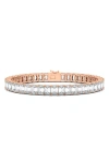 Hautecarat Emerald Cut Lab Created Diamond Tennis Bracelet In 18k Rose Gold