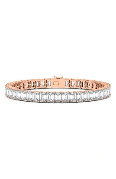 Hautecarat Emerald Cut Lab Created Diamond Tennis Bracelet In 18k Rose Gold