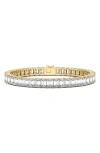 Hautecarat Emerald Cut Lab Created Diamond Tennis Bracelet In 18k Yellow Gold