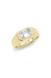 Hautecarat Emerald-cut Lab Grown Diamond Signet Ring In 18k Yellow Gold