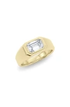 Hautecarat Emerald-cut Lab Grown Diamond Signet Ring In 2.50 Ctw 18k Yellow Gold