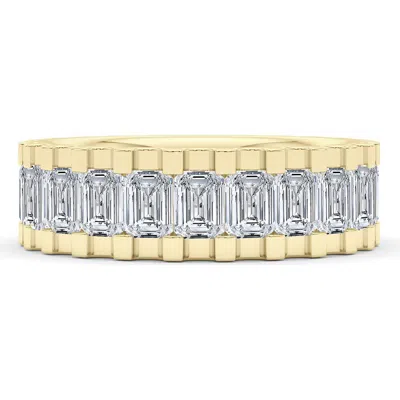Hautecarat Emerald Lab Grown Diamond Channel Ring In Gold
