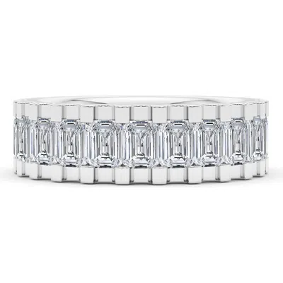Hautecarat Emerald Lab Grown Diamond Channel Ring In Silver