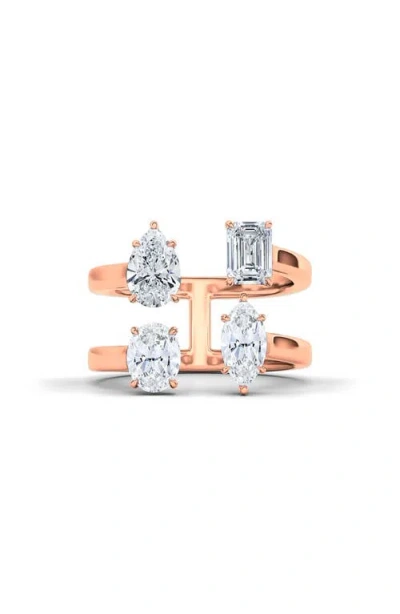 Hautecarat Fancy 4-stone Lab Created Diamond Ring In 18k Rg
