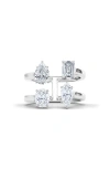 Hautecarat Fancy 4-stone Lab Created Diamond Ring In 18k White Gold