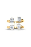 Hautecarat Fancy 4-stone Lab Created Diamond Ring In 18k Yellow Gold