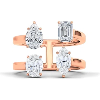 Hautecarat Fancy Four-stone Lab Created Diamond Ring In 18k Rg